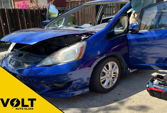 Honda Fit Windshield Replacement - Before